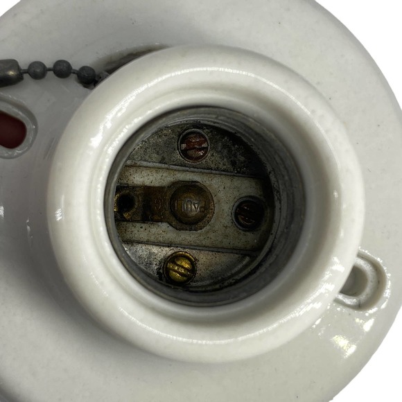 Vintage PAULDING Pull Chain Light Fixture Porcelain Wall Ceiling Mount 1621 250v - Picture 6 of 13